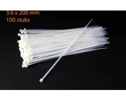 Kabelbinders / ty-raps wit weerbestendig 200 x 3,6 mm 100 stuks