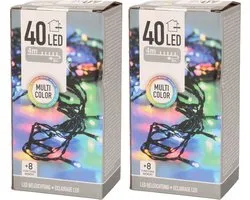 Kerstverlichting - 2x - gekleurd - op batterijen - 3,5 meter - indoor - kerst lampjes