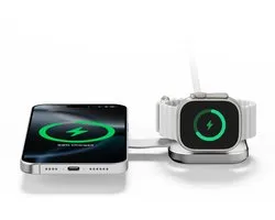 LINQ CONNECTS Station de charge 2en1 pliable, magsafe, Blanc