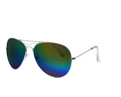 Hidzo Aviator Sunglasses Silver - UV 400 - Rainbow Lenses