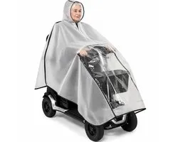 Ultiluxe® Regenponcho scootmobiel met capuchon - Regenjas met rits - Scootmobielregenjas - Scootmobielponcho - Regenjas voor scootmobiel - Scootmobielregenponcho - Waterdicht - Herbruikbaar - Bescherming tegen regen en wind - Wit