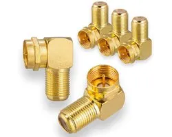 HB-DIGITAL SAT Angle Adapter Kit for SAT Systems, Gold-Plated F-Angle Adapter, F Plug (SAT, Male) to F-Bus (SAT, Female), Right Angle Connector 90° Degree