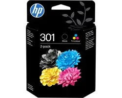 HP 301 pack de 2 cartouches d'encre noir/trois couleurs authentiques
