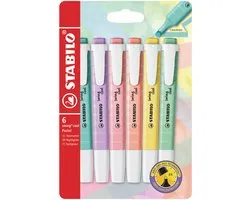STABILO swing cool - Markeerstift - Perfect Voor Onderweg - Pastel - Etui Met 6 Kleuren