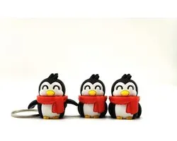 Mignon Porte-clés Manchot – Impression 3D Noir Blanc Rouge – Accessoire Cadeau Animaux Kawaii