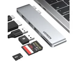 UGREEN 6-in-2 USB-C Hub / station d' accueil pour MacBook Air/ Pro avec HDMI 4K, 2x USB3. 0, port de charge USB-C (Thunderbolt 3), SD et Micro SD (TF)
