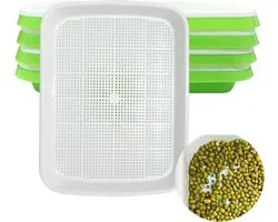 4pcs Seedlings Sprouting Tray Seedlings Wheat Grass Seed Planter Hydroponics Sustainable Seeds Sprouting Tray for Garden Home Office Green