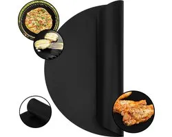 Krumble Teflon BBQ grill mat round / Diameter of 40cm / Oven baking mat / Antistick / Skottelbraai baking mat - Black
