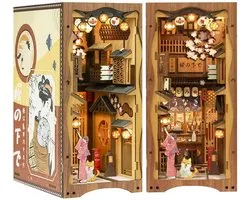 CuteBee YS06 Under the Sakura Tree Book Nook Bouwpakket | Miniatuur culturele huisjes pakket modelbouw voor volwassenen | Houten 3D Puzzel | Woonkamer decoratie boekensteun | Led lights verlichting ingebouwd | DIY boekenhouder collectie