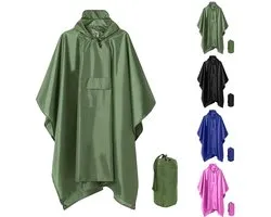 TTLUOKER®Poncho met Opbergtas - Regenponcho Waterdicht - Fietsponcho Sneldrogend - Winddicht - Unisex - Dames & Heren - One size - Unisex Groen