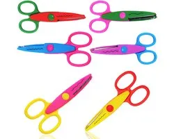 6 pièces - Ciseaux pour enfants - Ciseaux de bricolage - Ciseaux zigzag - Ciseaux à bord de papier - pour bricolage, scrapbooking, projets de bricolage et bricolage pour enfants - couleur - ABS et acier inoxydable - 13,2 cm