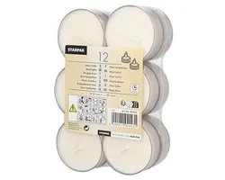 STARPAK waxinelichtjes wit, 8 uur brandduur, 12 stuks