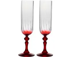 Krosno champagneglazen 200 ml met gekleurde steel, set van 2 – voor mocktails, mimosa, prosecco, cava en spritz – loodvrij kristal, vaatwasmachinebestendig – collectie Celebration Moments