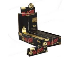 RAW Black 1 1/4 Rolling Papers - 24 Packs of 50 Artisan Papers per Pack - So Thin that You can Truly Taste your Terps - ShopVlot