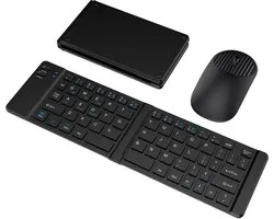 Clavier et souris - Rechargeable - Mince, pliable, triple Modus - Mini Set clavier et souris silencieux - Conçu pour les tablettes, téléphones portables, ordinateurs portables.