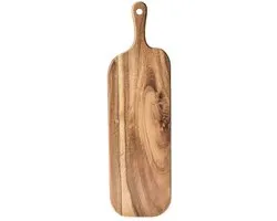 Planche à découper en bois d'acacia avec poignée, modèle long, planche de charcuterie en bois, planche à fromage, planche de cuisine, viande, pizza