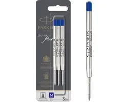 Parker Quinkflow recharge pour stylo à bille, moyen, bleu, blister avec 3 pièces