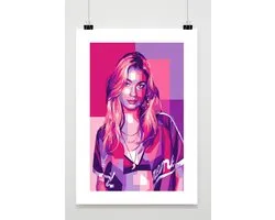 Roxy Dekker Poster - Muziek Posters - Zangeres - Sugardaddy - Viral - Pop Art - Roze - Met Witte Rand - Passe-Partouts Effect - Wanddecoratie Woonkamer - 180 gram papier - BXS7202AZ - Formaat 30 x 40cm