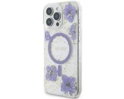 Guess - Backcover - iPhone 16 Pro Max - Magsafe - Resin Flowers Design - Paars