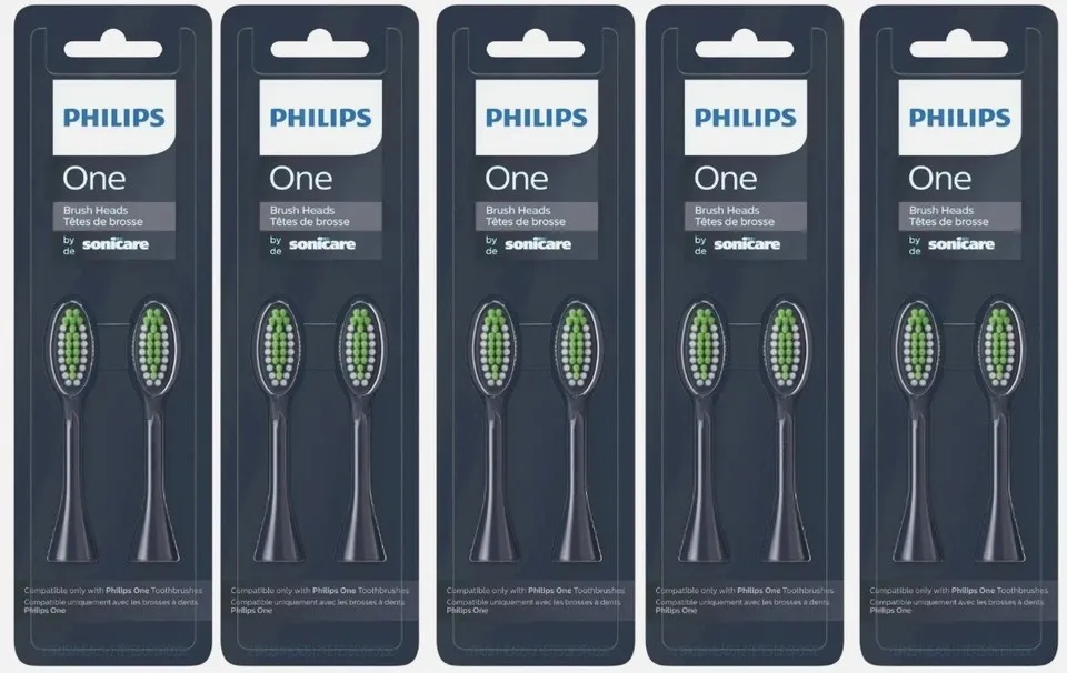 Philips One Sonicare Replacement Brush Head 5-Pack (10 Brushes) Black BH1022/04