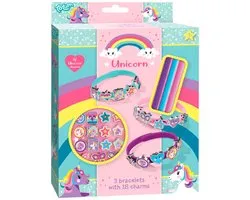 Totum Unicorn Schuifarmbandjes maken - 3 stuks - Met 18 bedels - Speelgoed Kinderen - Knutselen - Voor meisjes en jongens - Ook voor kleuters - Vanaf 3 jaar
