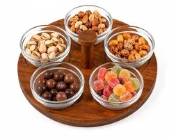 Set de coupelles en verre Glozini avec planche de service en bois - 6 pièces - Verre/Bois