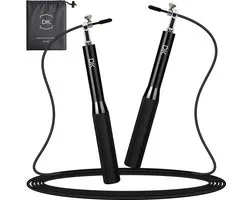 DK.® Professioneel Sport Springtouw - Speedrope - Jump Rope - voor Volwassenen en Kinderen - Crosstraining HIIT en Krachttraining - Zwart