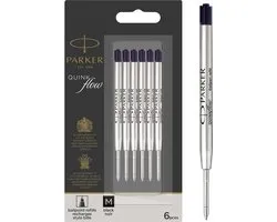 Recharges stylo bille Parker | Pointe Medium (0 ) | Encre QUINKflow noire | 6 pièces