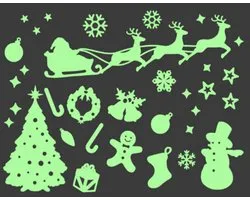 GLOPLAY Essentials Series - The Brightest Glow in The Dark Wall Stickers “Merry Chirstmas Essentials" Everyday Set - Package size: 11x31cm 64gr