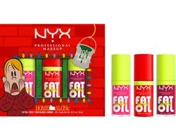 NYX Professional Make Up Home Alone Fat Oil Lip Drip Trio - Hydraterende Lipgloss- Set van 3