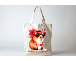 Tote Bag Me Chilling On The Beach - Funny - SoFunny - Grappig - ZoGrappig - Sarcastisch - Sarcastic - Sarcasm - Cute - Gift - Capy - Capybara