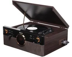 Denver Retro Platenspeler - DAB+/FM Radio - CD - Cassette - Bluetooth - Auto stop - MRD180 - Darkwood