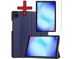 Samsung Galaxy Tab A9 Plus Cover Book Case Case Luxe Trifold Cover avec protecteur d'écran - Samsung Galaxy Tab A9 Plus Cover Bookcase - Blauw foncé