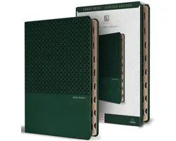 KJV Holy Bible, Large Print, Handy Size Format, Green Premium Imitation Leather with Ribbon Marker, Red Letter, Thumb Index