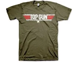 Top Gun T-shirt met verweerd logo, olijfgroen