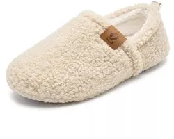Budino® Teddy Warme Pantoffels - Warme Sloffen - Gevoerde Sloffen - Huissloffen - Dames en Heren - Beige - Maat 42/43