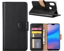 Huawei P20 Lite Hoesje Zwart met opbergvakjes