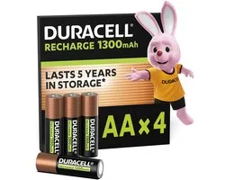 Duracell Oplaadbare AA batterijen - 1300 mAh NiMH - 4 stuks