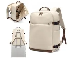 Reisrugzak Handbagage - Vliegtuig Backpack - Reizen Werk School - Waterdichte Polyester - 17.3 Inch Laptop - Paars Zwart Abrikoos