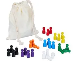 Jeux de société avec pions Relaxdays - ensemble de 160 pièces - pièces de jeu avec sac - pièce de rechange
