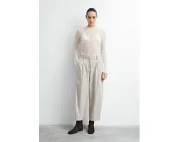comma - female - Flannel broek met plooien, enkellengte