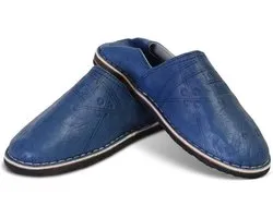 Safaary - Marokkaanse Babouches Heren Leer Blauw - Maat 41
