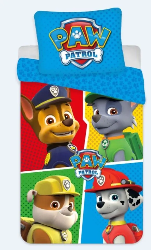 PAW Patrol Wende-Bettwäsche-Set 135x200 80x80 Baumwolle Chase Rubble Marshall