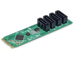 StarTech.com 4-Port M.2 naar SATA Adapter Kaart, M.2 PCIe 3.0 naar SATA HDD/SSD Uitbreidingskaart, ASM1064 Chipset, M.2 NVMe naar 4x HDD/SSD voor Windows/macOS/Linux
