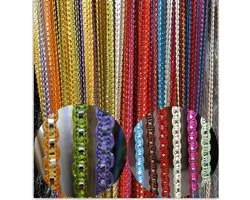 Vidillo Thread Curtain Glitter White 100 x 200 cm Wall Curtain Shop Window Decoration Decorative Curtain Room Divider Fly Curtain for Wedding Cafe Restaurant Coloured