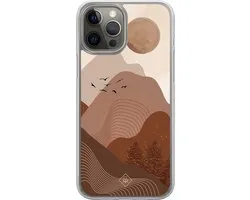 Coque Casimoda® - Convient pour iPhone 12 Pro - Mountain Birds - Coque 2 en 1 - Antichoc - Illustration - Bords relevés - Marron/beige, Transparent