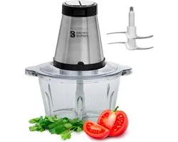 KitchenBrothers Chopper - Hachoir - Électrique - 2 Vitesses - 300W - 1,8L - Kom en Verres
