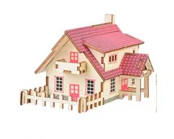 Bouwpakket Little Ranch House van hout- gekleurd