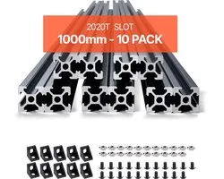 VEVOR 10-Delige Set Aluminium Profielen, 1000 mm T-Sleuf, 2020 Aluminium Extrusieprofiel, Geanodiseerde Lineaire Rail Volgens Europese Norm, Sleufprofiel voor 3d-Printers, CNC-Machines, Doe-Het-Zelf, Lasergraveren, Zwart