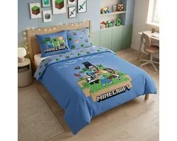 Housse de couette Minecraft - Lits Jumeaux - 240 x 220 cm + (2x) 65 x 65 cm - Polycoton